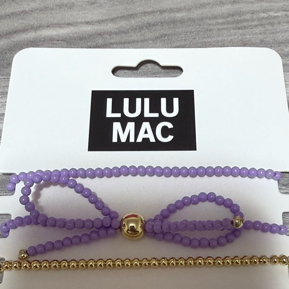 Lulu Mac Purple and Gold Beaded Bracelet Set